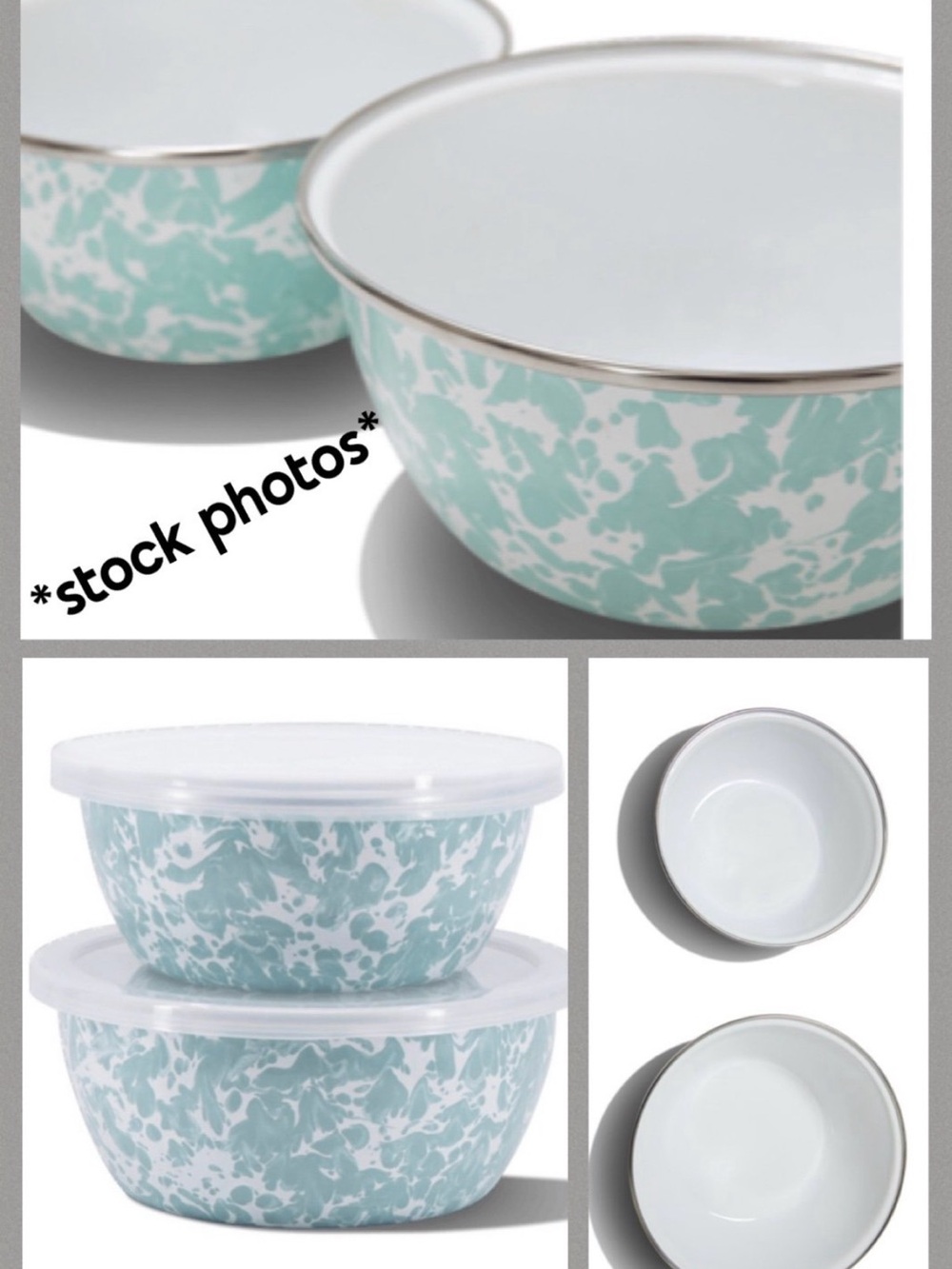 GOLDEN RABBIT Sea Glass Swirl 2-Pc Prep Bowl Set with lids - Picture 6 of 6